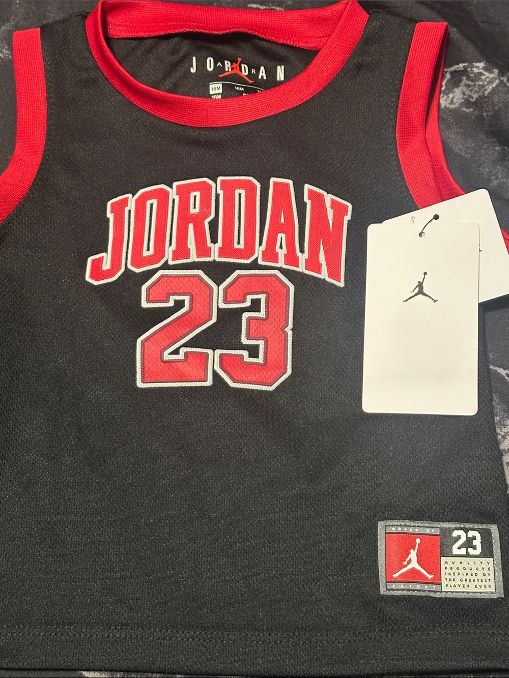 18 Months Jordan Black and Red Kids' 23 Basketball Tank